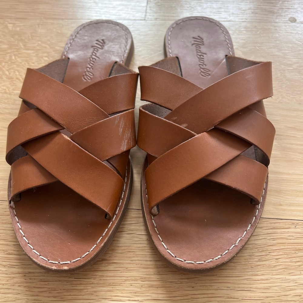 Madewell Tan Leather Criss-Cross Sandals